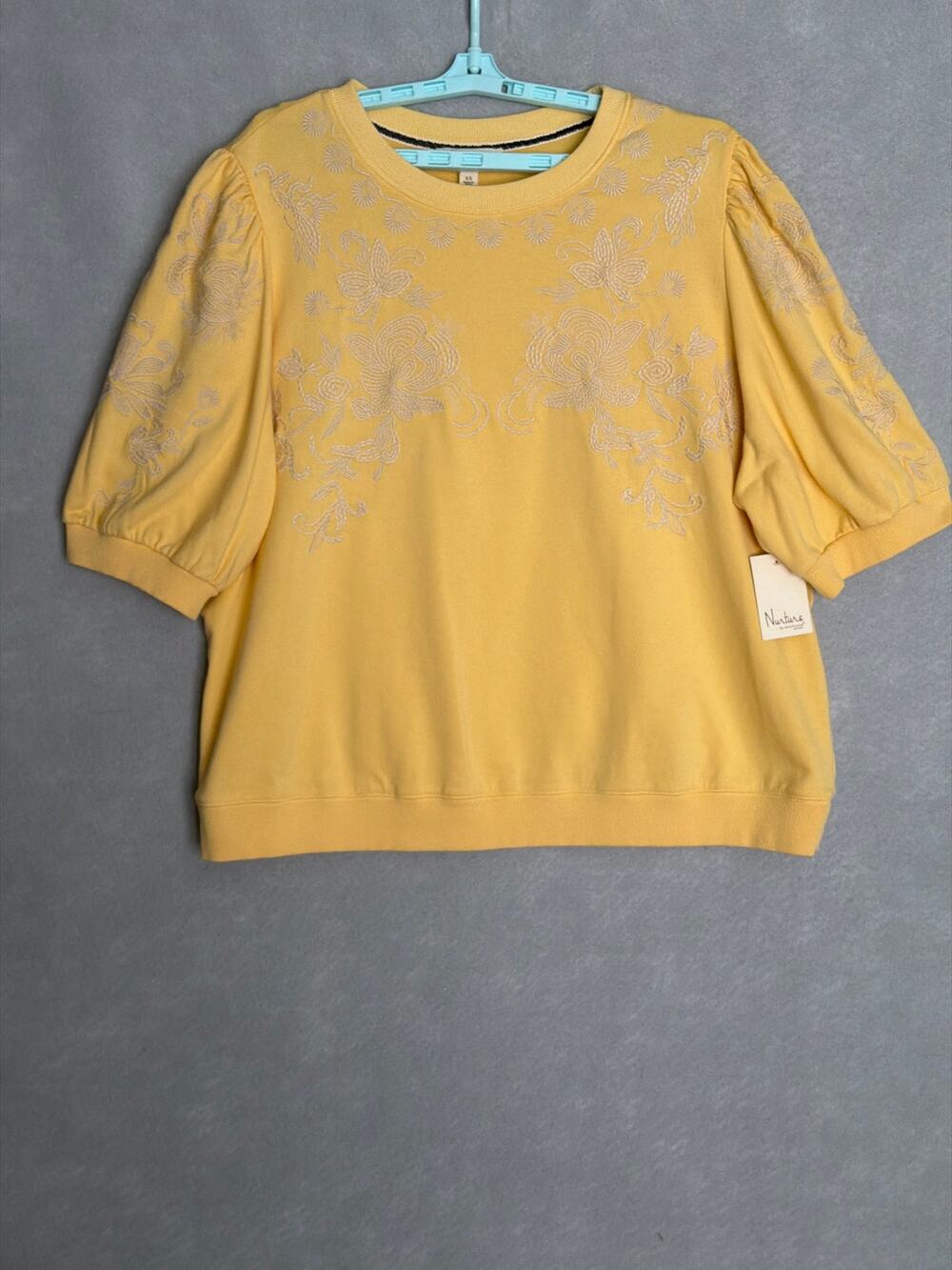 Nurture by Westbound Embroidered Sweatshirt in Yellow Women's 2X NEW